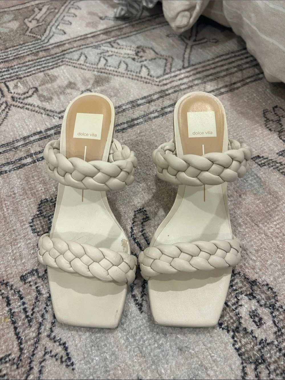 Dolce Vita Braided Double-Strap Slide Sandals in Cream